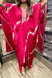 Pink Lehriya Cowled Dress