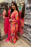 Pink Abstract Print Sharara Set