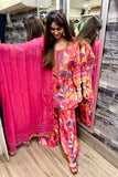 Pink Abstract Print Sharara Set