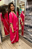 Pink Lehriya Cowled Dress