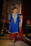 Royal Blue & Red Color-Blocked Set