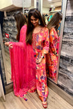 Pink Abstract Print Sharara Set