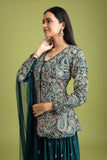 Bottle Green Shirt-Style Kurta & Sharara Set