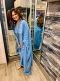 Serene Sky Blue Lace-Work Suit