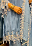 Serene Sky Blue Lace-Work Suit