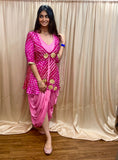 Pink Dhoti Dress with Bandhani Jacket Set