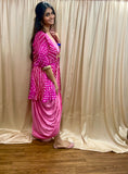 Pink Dhoti Dress with Bandhani Jacket Set