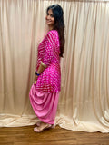 Pink Dhoti Dress with Bandhani Jacket Set