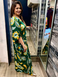 Abstract Print Kaftan with Dhoti-Style Skirt