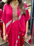 Pink Lehriya Cowled Dress