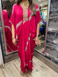 Pink Lehriya Cowled Dress