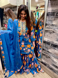 Royal Blue Sharara Set