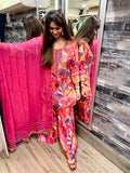 Pink Abstract Print Sharara Set