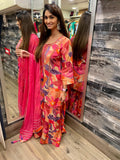 Pink Abstract Print Sharara Set