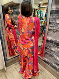 Pink Abstract Print Sharara Set