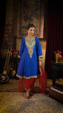 Royal Blue & Red Color-Blocked Set