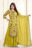 Yellow Three-Tiered Sharara Set