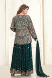 Bottle Green Shirt-Style Kurta & Sharara Set