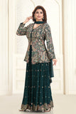 Bottle Green Shirt-Style Kurta & Sharara Set